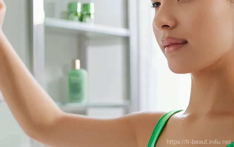 겨드랑이 왁싱 후 진정 크림 추천 - **Prompt 1: Post-Epilation Soothe and Refresh**
    "A young woman, in her late 20s, with a gentle a...