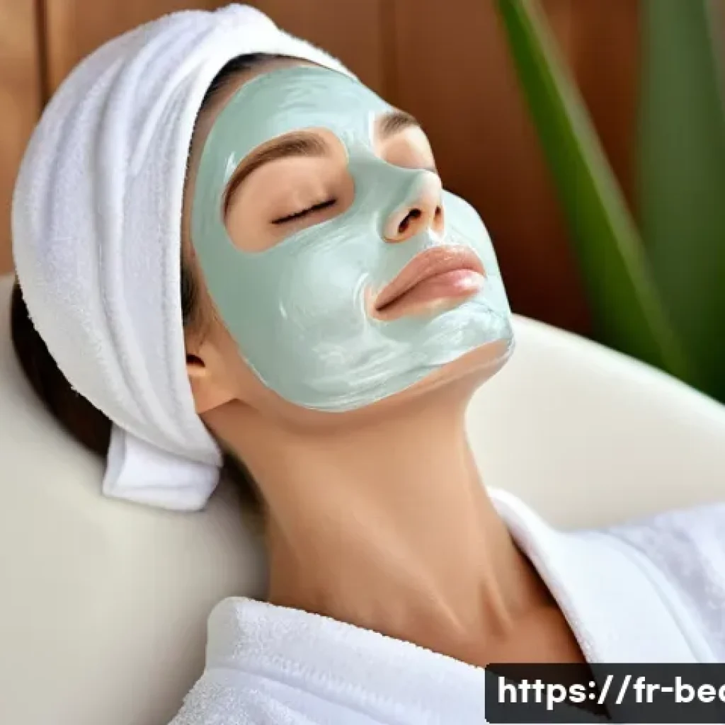 탄력 개선 페이스팩 추천 - A serene spa setting with a close-up of a mature woman gently applying a rich marine collagen cream ...