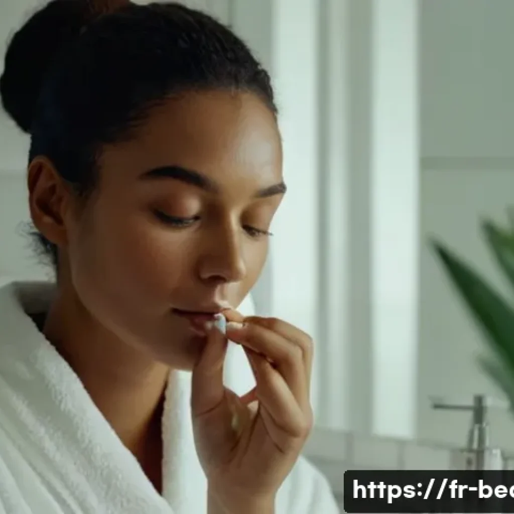 얼굴 전용 소프트 왁스 추천 - Close-up portrait of a French woman with sensitive skin gently applying aloe vera facial wax on her ...